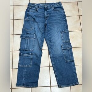 American Eagle super high rise baggy straight jeans